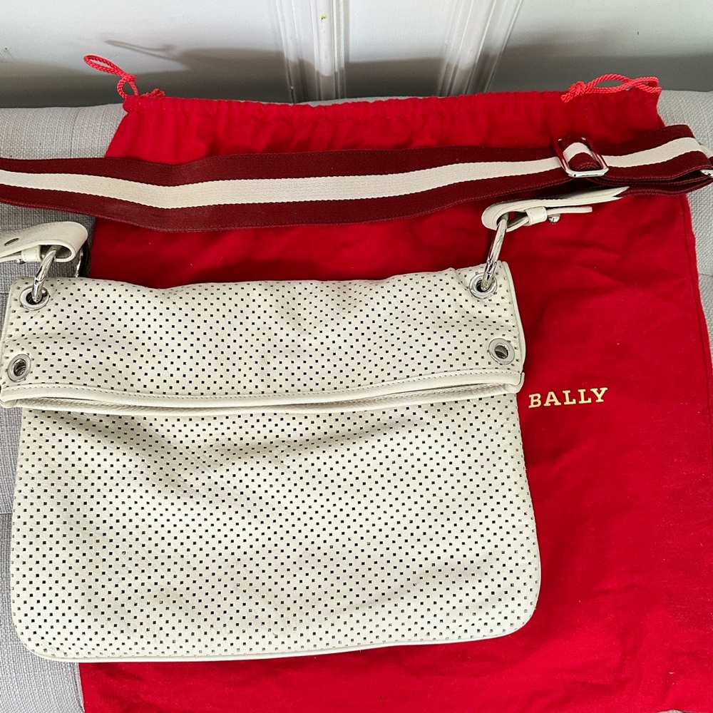 Bally Cream Perforated Crossbody Bag